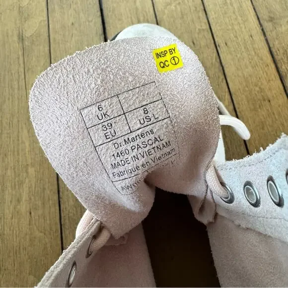 Dr. Martens 1460 Pascal Light Pink Tie Dye Suede Combat Boots 8 - Picture 11 of 12